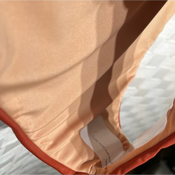 J. Crew Women’s Curved Waist Cheeky Bikini Bottom Size XL Rust Orange Boho Beach - Picture 3 of 10